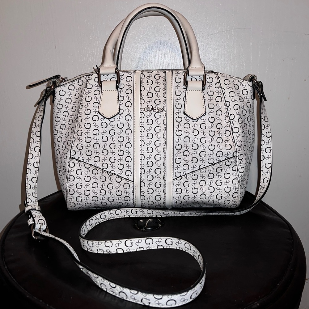 Guess black and white cross body purse